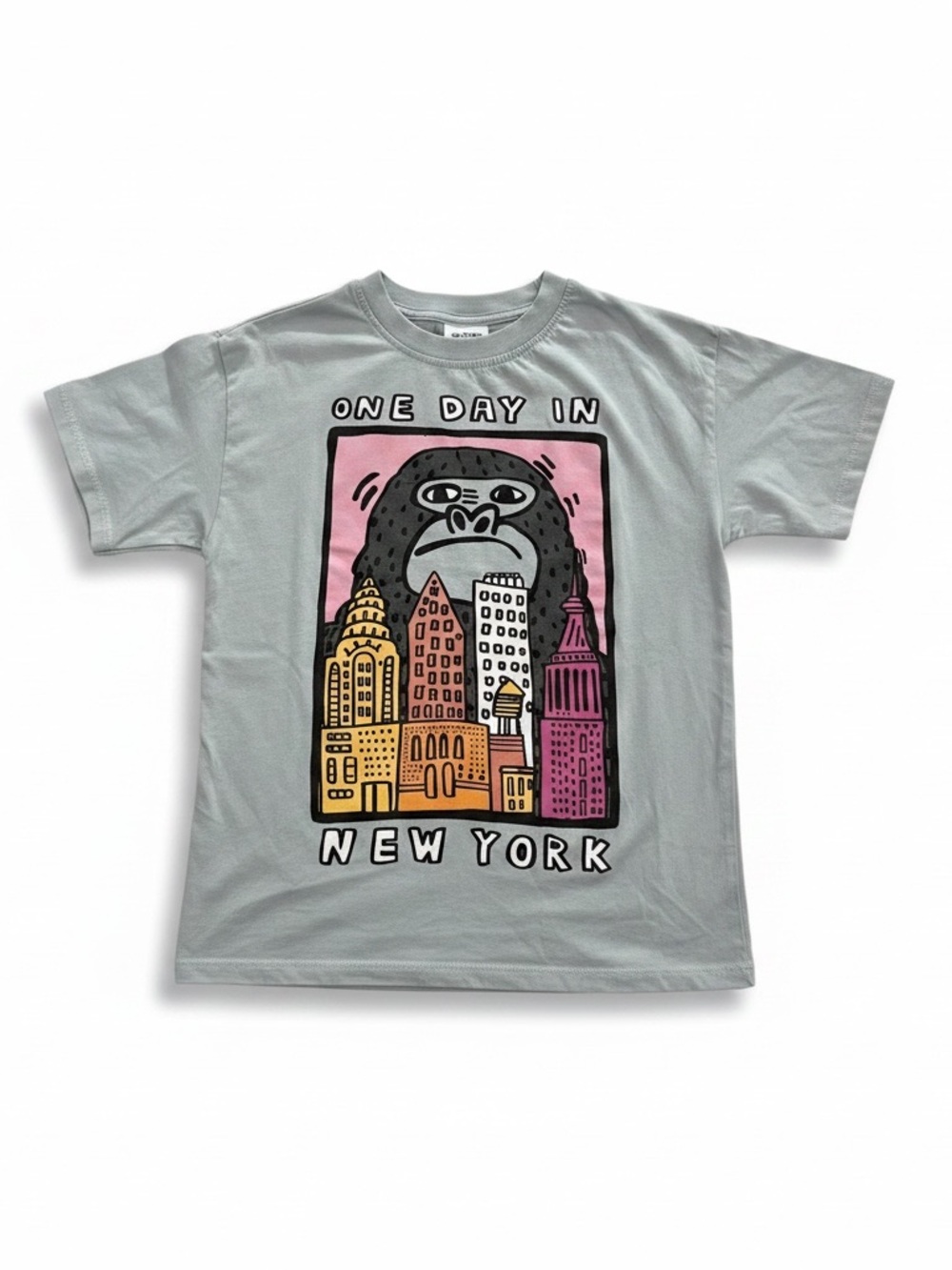 Zara Light Gray Tee with Multicolor New York Graphic